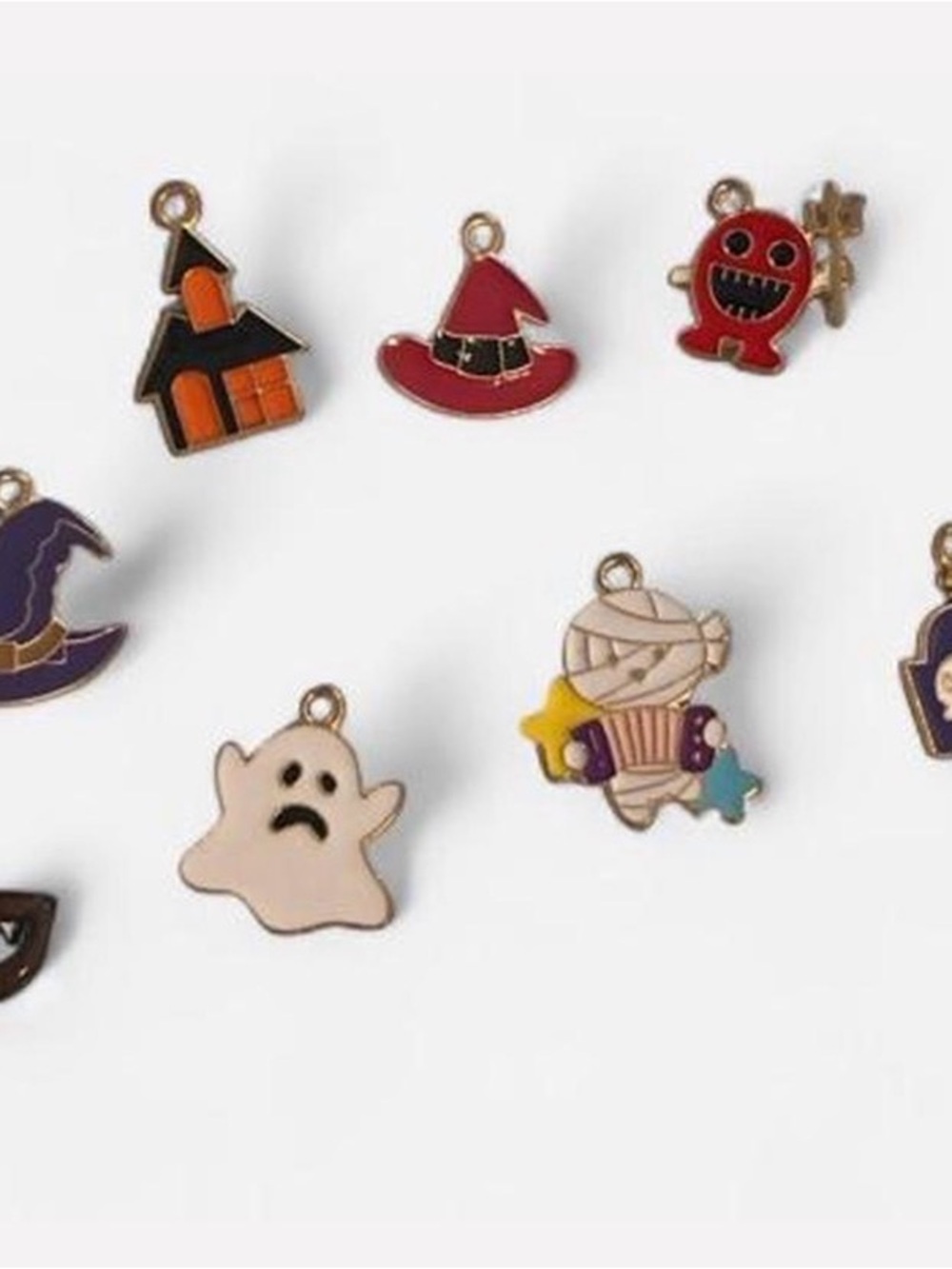 Halloween Enamel Ghost and Mummy Earrings Charms - White, Purple, Red